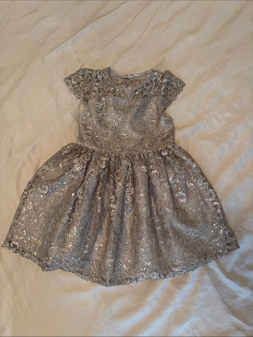 Polo Ralph Lauren Girls Metallic Lace Party Dress Size 3T Gold